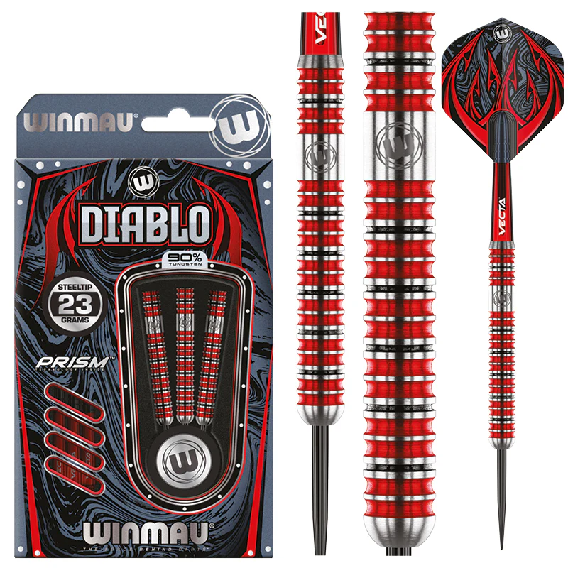 Winmau Diablo 90% Tungsten Steel Tip Darts - Straight Barrel