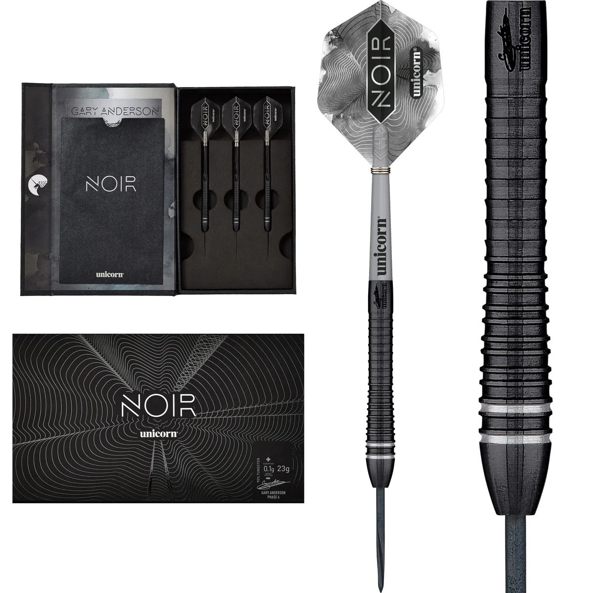 Unicorn Gary Anderson Noir Phase 6 90% Tungsten Steel Tip Darts