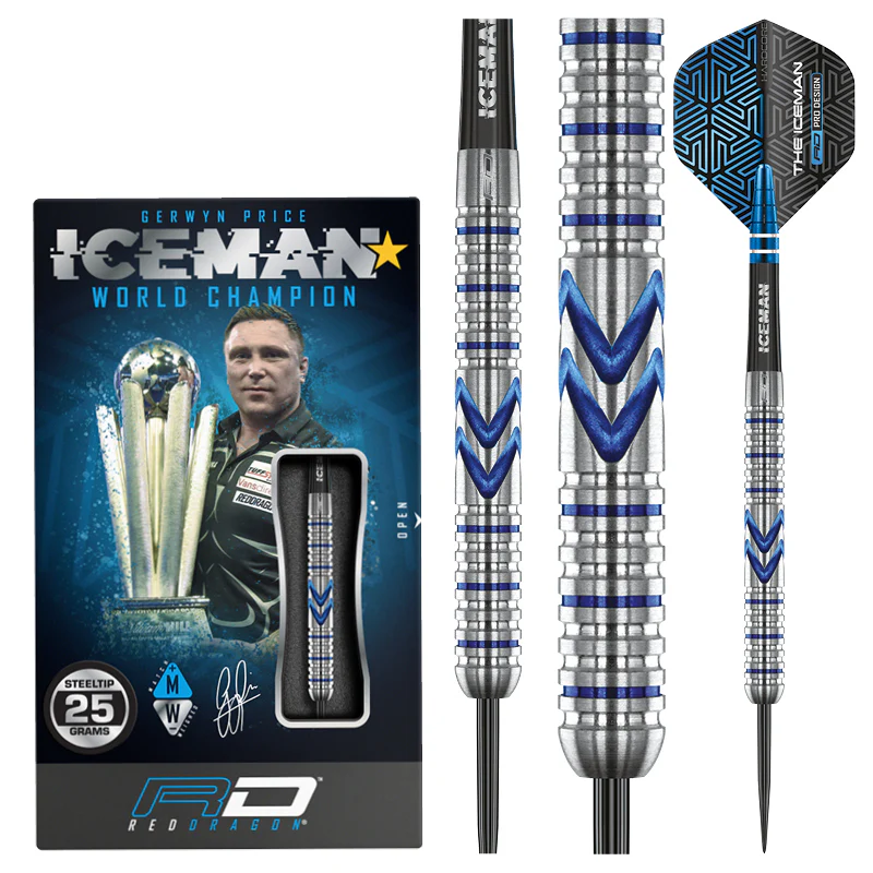 Red Dragon Gerwyn Price Iceman Midnight 90% Steel Tip Darts
