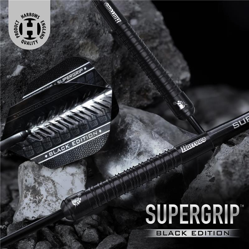 Harrows Supergrip Black Edition 90% Tungsten Steel Tip Darts