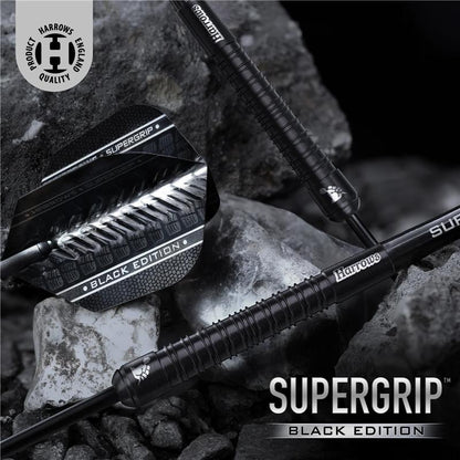 Harrows Supergrip Black Edition 90% Tungsten Steel Tip Darts