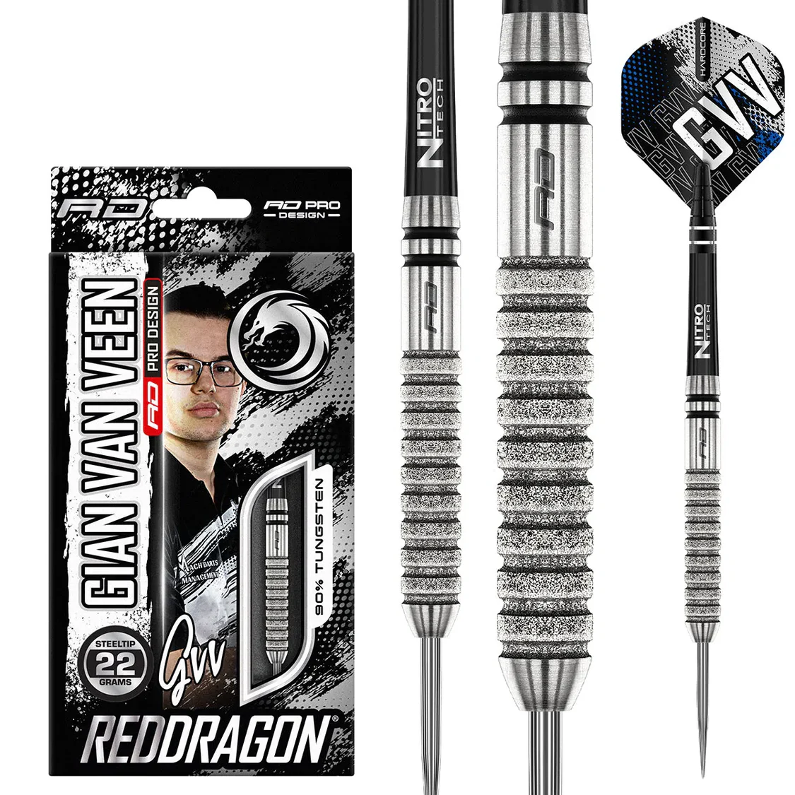Red Dragon Gian van Veen Tour Edition 90% Steel Tip Darts