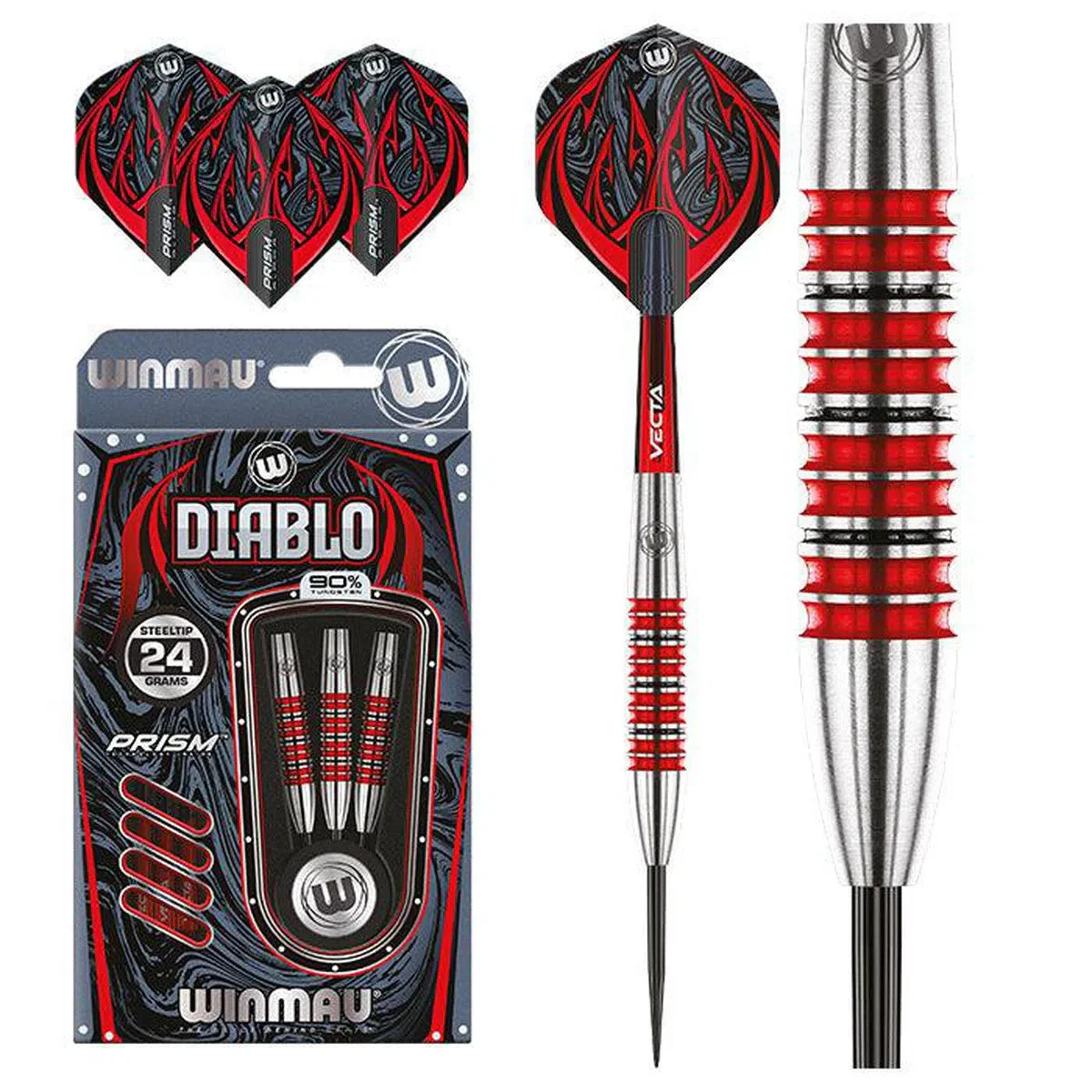 Winmau Diablo 90% Tungsten Steel Tip Darts - Torpedo Barrel