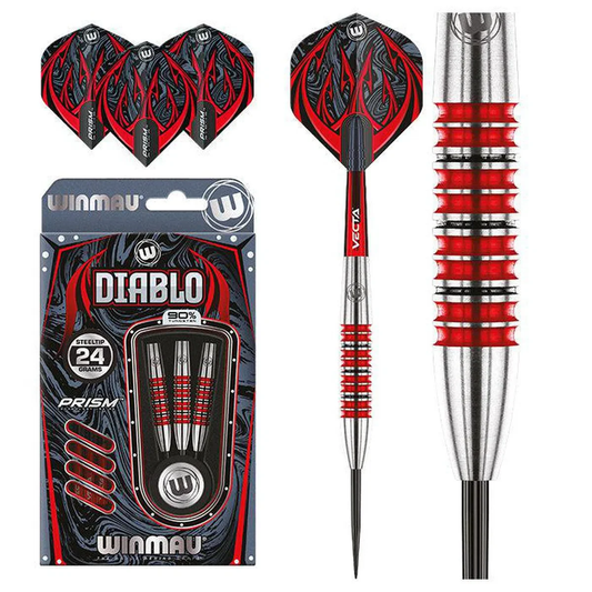 Winmau Diablo 90% Tungsten Steel Tip Darts - Torpedo Barrel