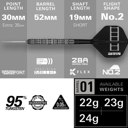Chris Dobey 95K 95% Tungsten SP Steel Tip Darts