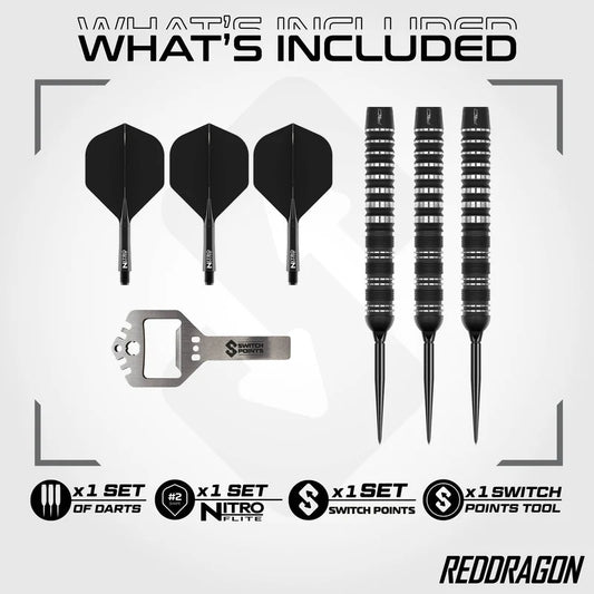 Red Dragon Sable 01 Parrallel 90% Switch Point Steel Tip Darts