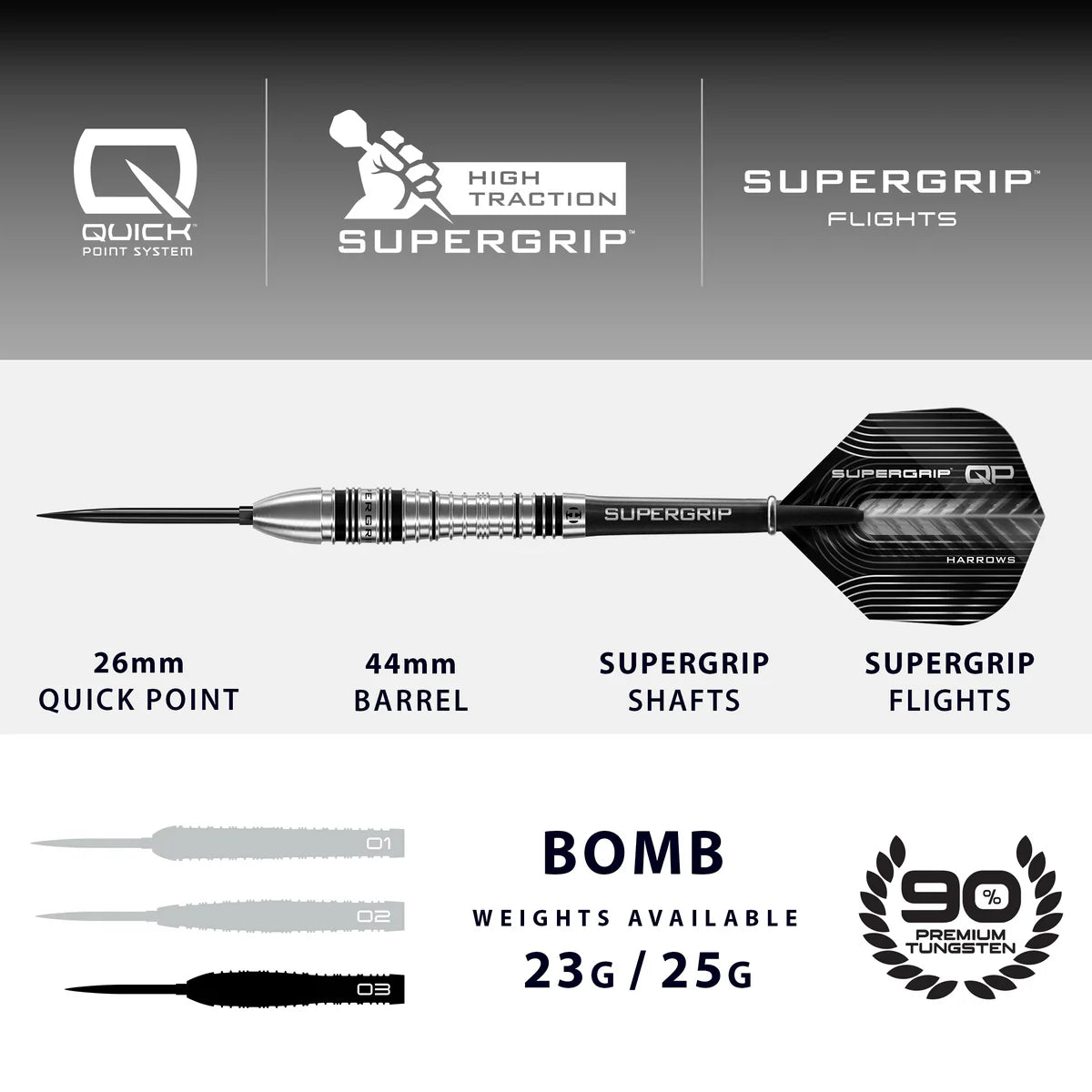 Harrows Supergrip QP Bomb 90% Darts
