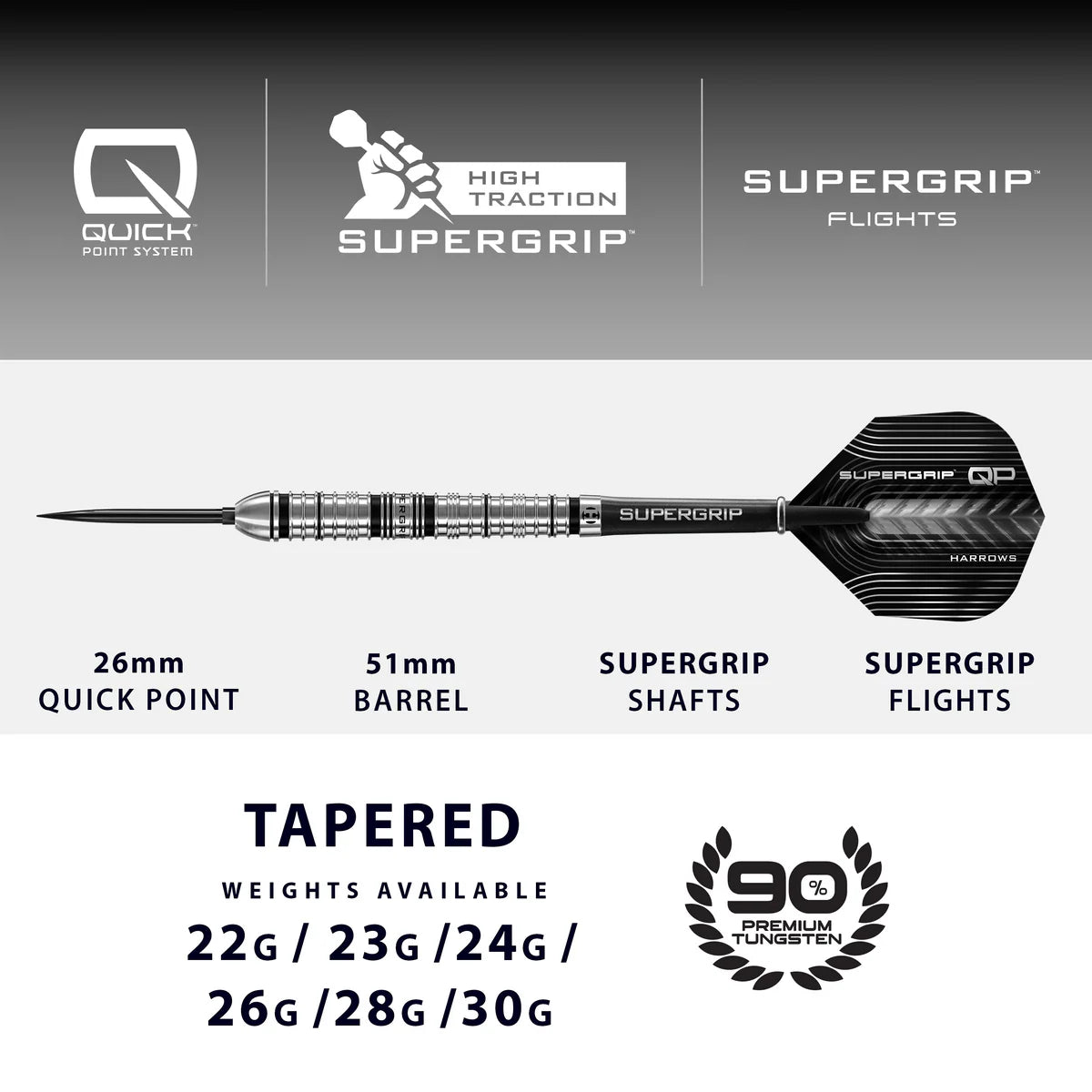 Harrows Supergrip QP Tapered 90% Darts