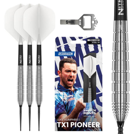 Red Dragon Luke Humphries TX1 Pioneer Switch Point 90% Steel Tip Darts