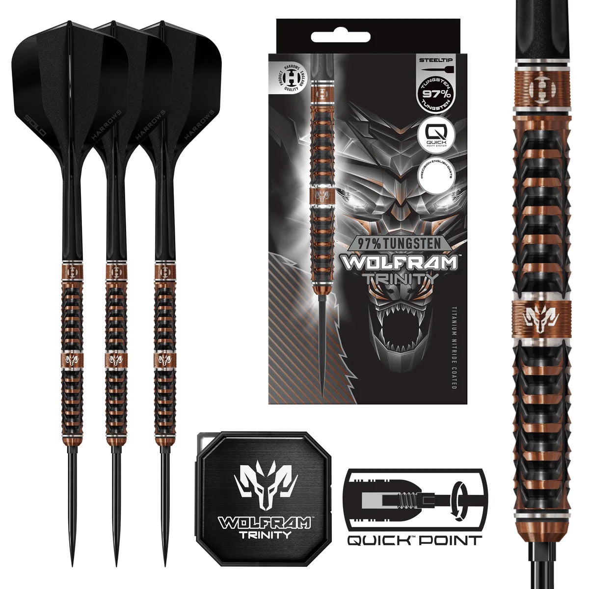 Harrows Wolfram Trinity 97% QP Darts